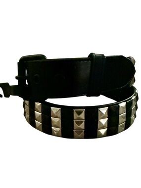 Vintage Studded Belt Size 40 Black and Light Gold Tone Skater Punk Grunge Y2K